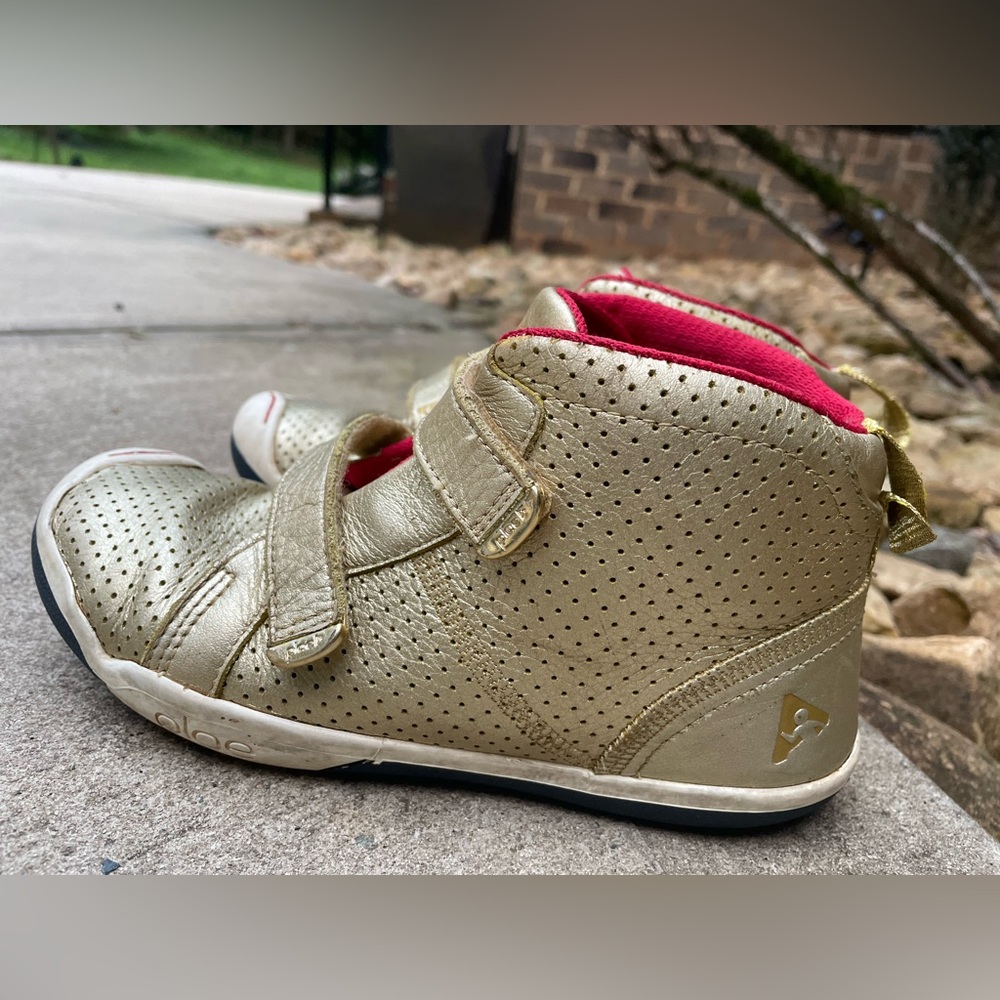 PLAE Gold Kids Shoes with Pink Accents
